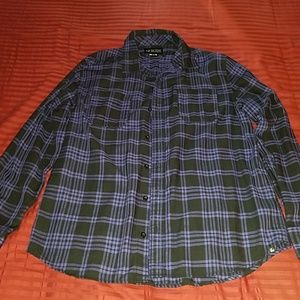 XXX RUDE BLACK & PURPLE PLAID WOVEN BUTTON-UP